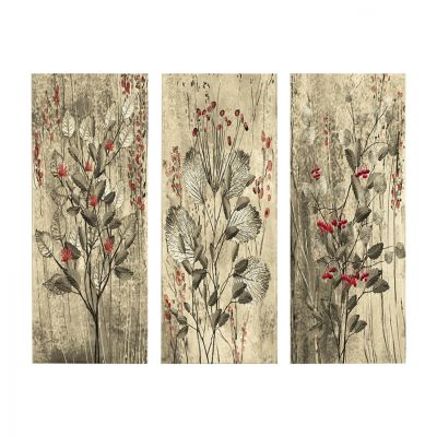 Canvas 3 piece set MDF Red Flowers and Berries HM7204.01 60x50x0,3 cm.