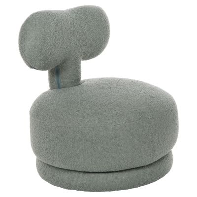 STOOL WITH BACKREST SWIVEL KRIVIO HM9775.07 LIGHT GREEN TEDDY FABRIC 52x53x60Hcm.