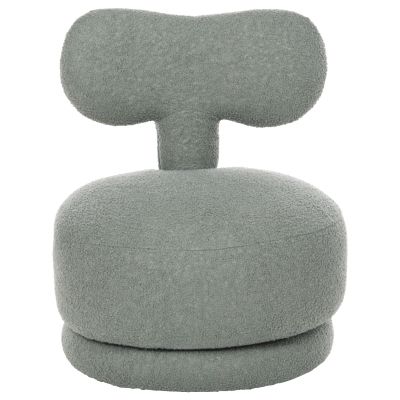 STOOL WITH BACKREST SWIVEL KRIVIO HM9775.07 LIGHT GREEN TEDDY FABRIC 52x53x60Hcm.