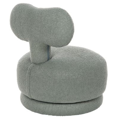 STOOL WITH BACKREST SWIVEL KRIVIO HM9775.07 LIGHT GREEN TEDDY FABRIC 52x53x60Hcm.