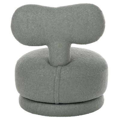 STOOL WITH BACKREST SWIVEL KRIVIO HM9775.07 LIGHT GREEN TEDDY FABRIC 52x53x60Hcm.