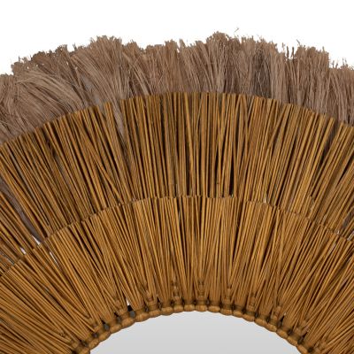 WALL MIRROR ROUND MENDONG GRASS AND ABACA FIBERS IN NATURAL&GOLD 80x4x80Hcm.HM7797