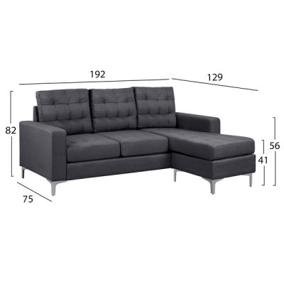 Reversible Corner Sofa Santino HM3152.01 Grey Fabrix 192x129x82cm