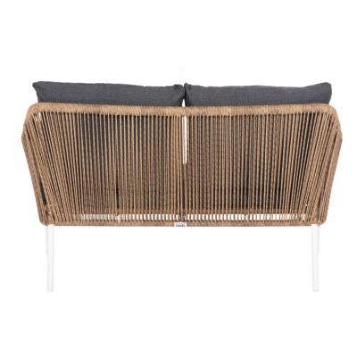 OUTDOOR 2-SEATER SOFA BAFFIN HM6054.01 ALUMINUM WHITE-PE RATTAN BEIGE-ANTHRACITE CUSHIONS