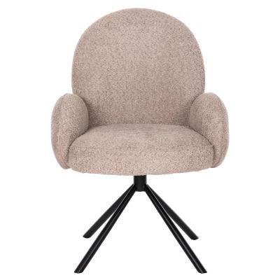 ARMCHAIR SWIVEL WINON HM9778.03 BEIGE BOUCLE FABRIC-BLACK METAL BASE 65x67x92Hcm.