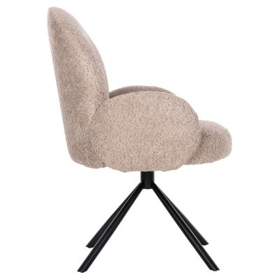 ARMCHAIR SWIVEL WINON HM9778.03 BEIGE BOUCLE FABRIC-BLACK METAL BASE 65x67x92Hcm.