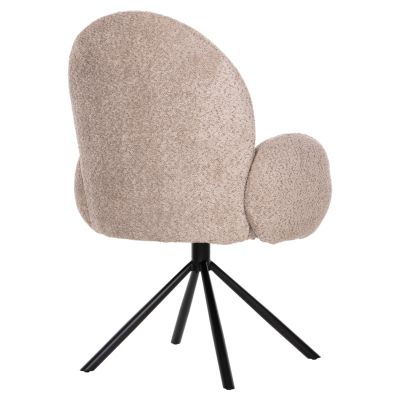 ARMCHAIR SWIVEL WINON HM9778.03 BEIGE BOUCLE FABRIC-BLACK METAL BASE 65x67x92Hcm.