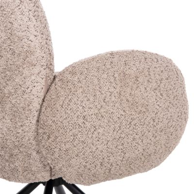 ARMCHAIR SWIVEL WINON HM9778.03 BEIGE BOUCLE FABRIC-BLACK METAL BASE 65x67x92Hcm.