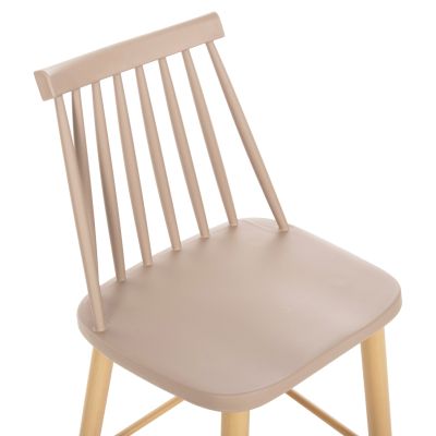 BAR STOOL MEDIUM HEIGHT VANESSA HM9300.25 CAPPUCCINO PP & METAL LEGS IN WOOD COLOR 45,5x46x97Hcm.