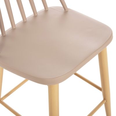 BAR STOOL MEDIUM HEIGHT VANESSA HM9300.25 CAPPUCCINO PP & METAL LEGS IN WOOD COLOR 45,5x46x97Hcm.