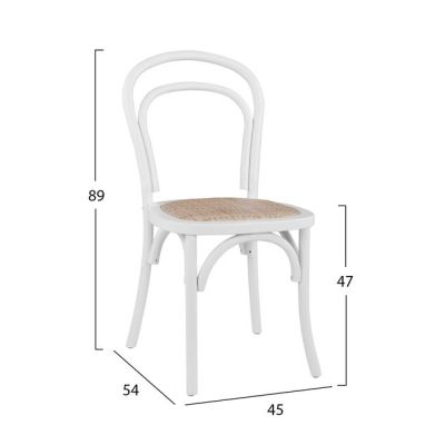 Wooden chair Vienna Type Aliyah Stackable from beech wood in white matte HM8644.03 45x54x89