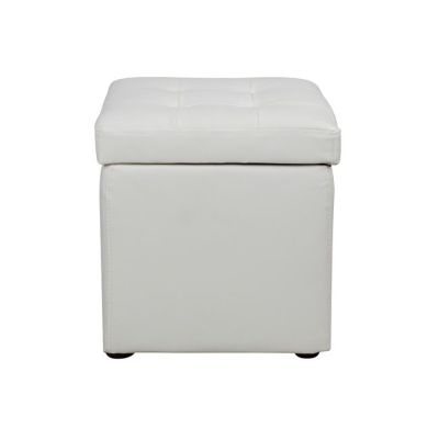 Stool PU with storage space white cube HM224.02 36,5x36,5x36cm