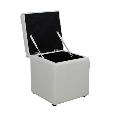 Stool PU with storage space white cube HM224.02 36,5x36,5x36cm