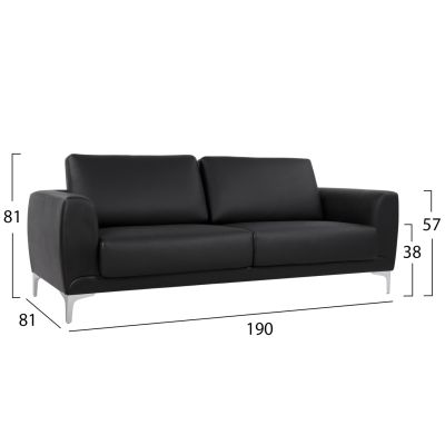 Диван 3 места Kenzie HM3121.31 с черен PU 190x81x81 см