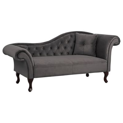 Chesterfield Chaise Longue Grey Velvet Niovi HM3008.10 Right Corner 189x61x84