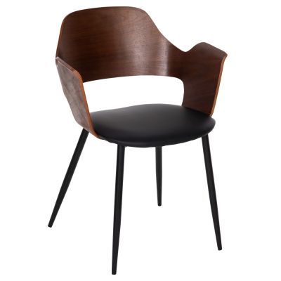 DINING CHAIR VELP HM9616.03 WOOD IN WALNUT-BLACK PU-BLACK METAL LEGS 55,5x50x79Hcm.