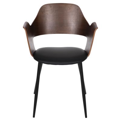 DINING CHAIR VELP HM9616.03 WOOD IN WALNUT-BLACK PU-BLACK METAL LEGS 55,5x50x79Hcm.