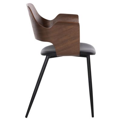 DINING CHAIR VELP HM9616.03 WOOD IN WALNUT-BLACK PU-BLACK METAL LEGS 55,5x50x79Hcm.