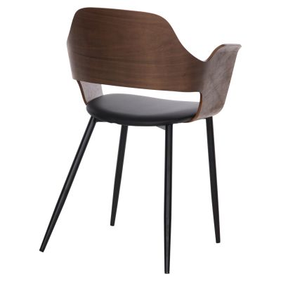 DINING CHAIR VELP HM9616.03 WOOD IN WALNUT-BLACK PU-BLACK METAL LEGS 55,5x50x79Hcm.