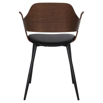 DINING CHAIR VELP HM9616.03 WOOD IN WALNUT-BLACK PU-BLACK METAL LEGS 55,5x50x79Hcm.