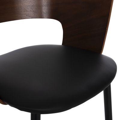 DINING CHAIR VELP HM9616.03 WOOD IN WALNUT-BLACK PU-BLACK METAL LEGS 55,5x50x79Hcm.