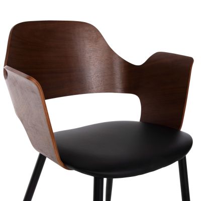 DINING CHAIR VELP HM9616.03 WOOD IN WALNUT-BLACK PU-BLACK METAL LEGS 55,5x50x79Hcm.