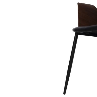 DINING CHAIR VELP HM9616.03 WOOD IN WALNUT-BLACK PU-BLACK METAL LEGS 55,5x50x79Hcm.