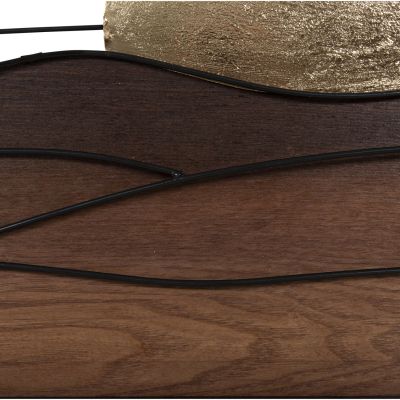 WALL DECORATION HM4219 NATURAL WOOD COLORS-BLACK METAL 117x3x50Hcm.