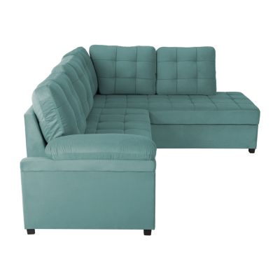 SOFABED RIGHT CORNER JADE HM3144.04R SEAFOAM GREEN VELVET 250x80-180x73-88Hcm.