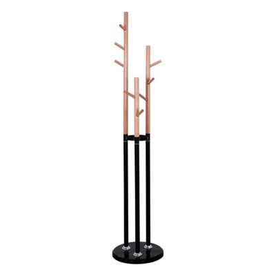 COAT HANGER TRIPLE-PILLAR WYATT HM8610.02 BEECH WOOD-BLACK METAL AND MARBLE BASE Φ37X173Hcm.