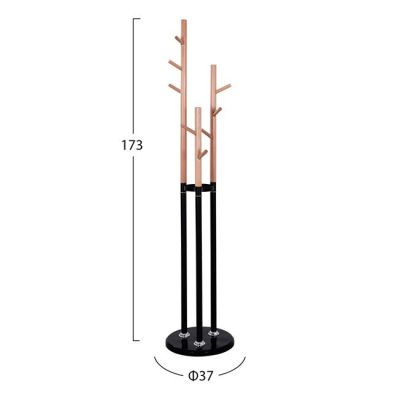 COAT HANGER TRIPLE-PILLAR WYATT HM8610.02 BEECH WOOD-BLACK METAL AND MARBLE BASE Φ37X173Hcm.