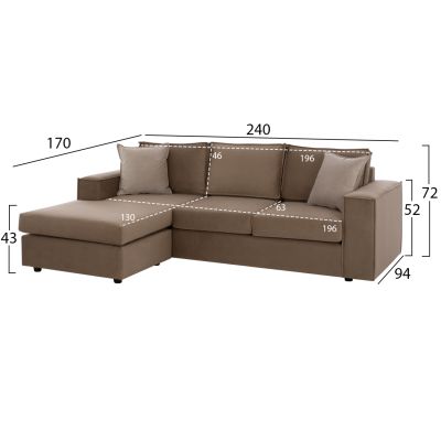 Corner sofa MONACO, interchangeable, 2 pcs, beige, stain-resistant, water-repellent