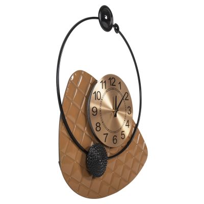 WALL CLOCK HM4204 METAL IN GOLD WITH BLACK POINTERS 50x63cm.