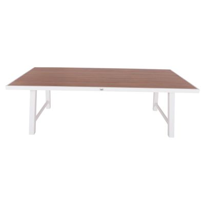 OUTDOOR ALUMINUM TABLE GOBAR HM6060.01 WHITE WITH WOOD-LIKE TABLETOP 240Χ105Χ75Hcm.