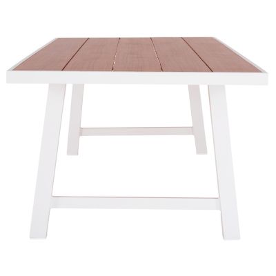 OUTDOOR ALUMINUM TABLE GOBAR HM6060.01 WHITE WITH WOOD-LIKE TABLETOP 240Χ105Χ75Hcm.