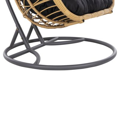 DOUBLE HANGING NEST WITH FOOTREST GRACIE HM5754.02 BEIGE SYNTHETIC RATTAN-GREY STEEL FRAME Φ120x200Hcm.