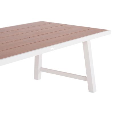 OUTDOOR ALUMINUM TABLE GOBAR HM6060.01 WHITE WITH WOOD-LIKE TABLETOP 240Χ105Χ75Hcm.