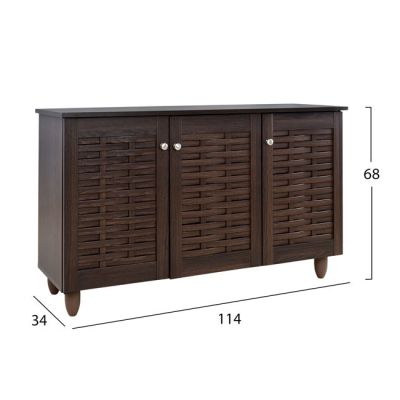 Shoe Cabinet Wooden 3 doors HM2211.01 Wenge 114x34x68