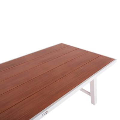 OUTDOOR ALUMINUM TABLE GOBAR HM6060.01 WHITE WITH WOOD-LIKE TABLETOP 240Χ105Χ75Hcm.