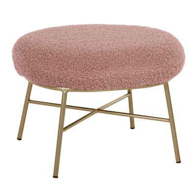 STOOL FOOTREST TRUDI HM8640.22 DUSTY PINK BOUCLE FABRIC AND GOLD METAL BASE 56x47x40Hcm.