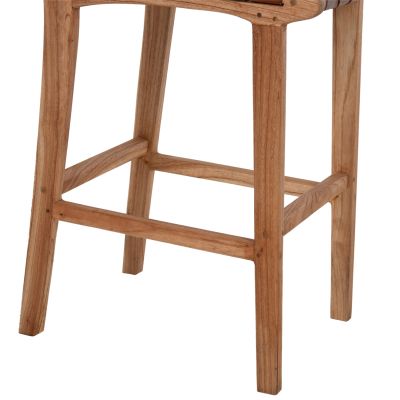 STOOL WITH BACKREST FB99380.01 TALL MINDI WOOD KNITTED LEATHER NATURAL, 40X53X89H