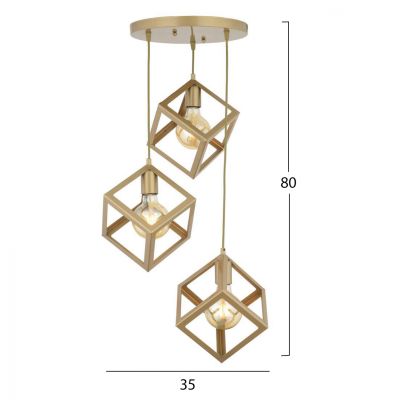 ΦΩΤΙΣΤΙΚΟ ΟΡΟΦΗΣ 3ΦΩΤΟ ΜΕΤΑΛΛΙΚΟ ΧΡΥΣΟ HM7419.02 35x80Υ ек.