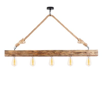 WOODEN PENDANT LIGHT WITH ROPE DETAILS HM7263 100Χ7Χ53 cm.