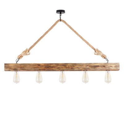 WOODEN PENDANT LIGHT WITH ROPE DETAILS HM7263 100Χ7Χ53 cm.