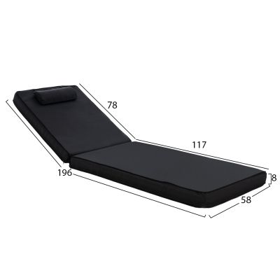 Sunbed Cushion Textline Sifnos Black HM11236.05T 196(117+1+78)x58x8 cm