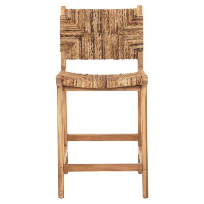 BAR STOOL WALTER HM9842 TEAK WOOD IN NATURAL-RUSH MATT 46x55x96Hcm.