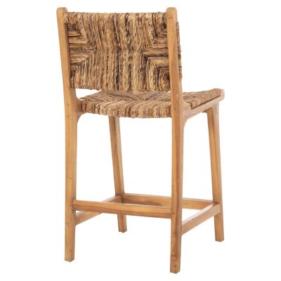 BAR STOOL WALTER HM9842 TEAK WOOD IN NATURAL-RUSH MATT 46x55x96Hcm.