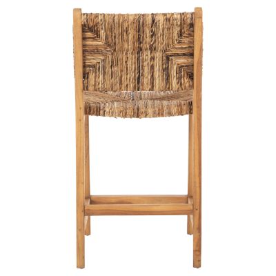 BAR STOOL WALTER HM9842 TEAK WOOD IN NATURAL-RUSH MATT 46x55x96Hcm.