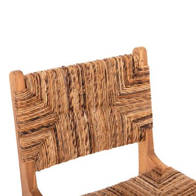 BAR STOOL WALTER HM9842 TEAK WOOD IN NATURAL-RUSH MATT 46x55x96Hcm.