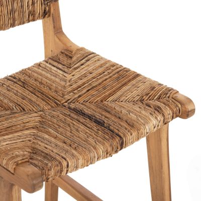 BAR STOOL WALTER HM9842 TEAK WOOD IN NATURAL-RUSH MATT 46x55x96Hcm.